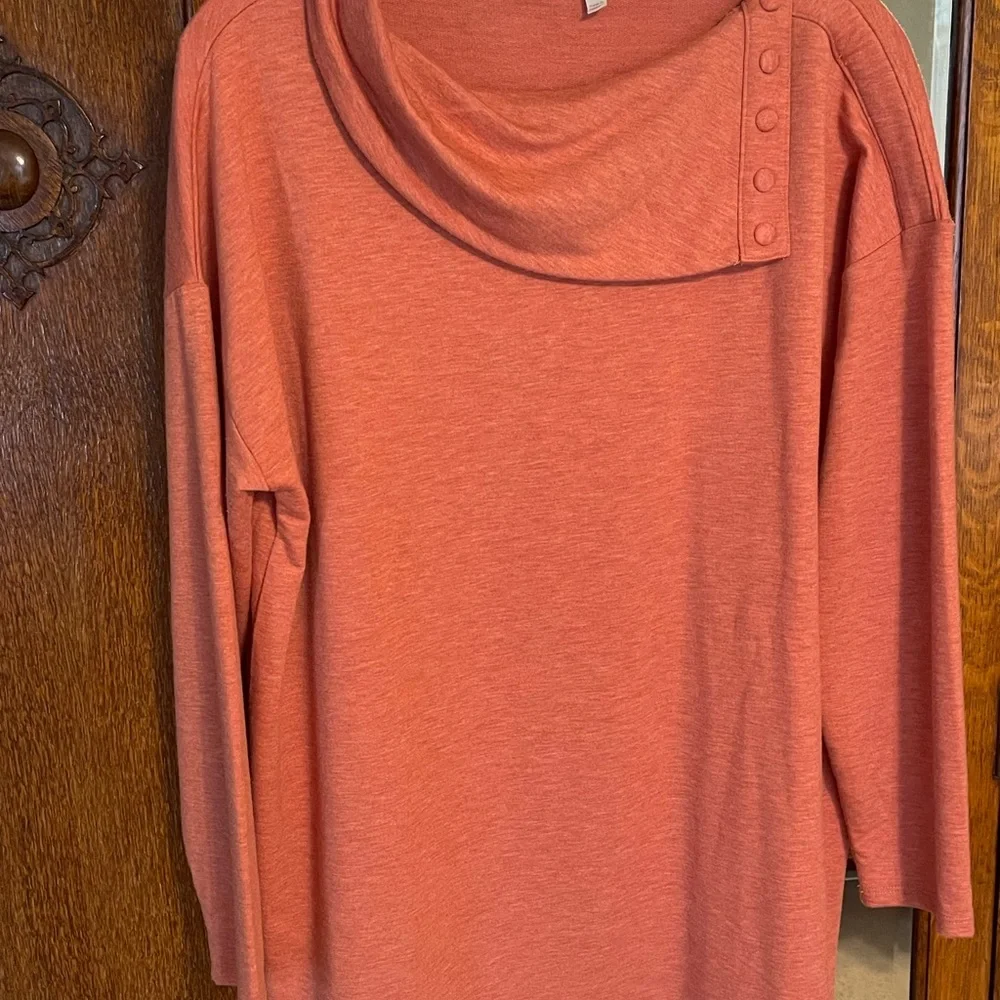Soft Surroundings Burnt Orange 3/4 Sleeve Cowl Sweater - Picture 1 of 6
